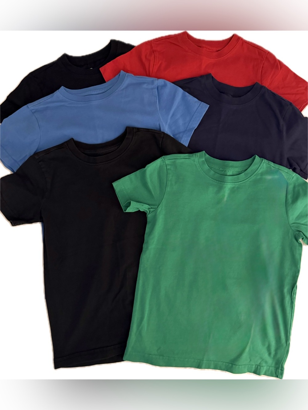 Primary Classic Crewneck Kids T-Shirt Pack — Green, Black (2), Blue, Red, Navy
